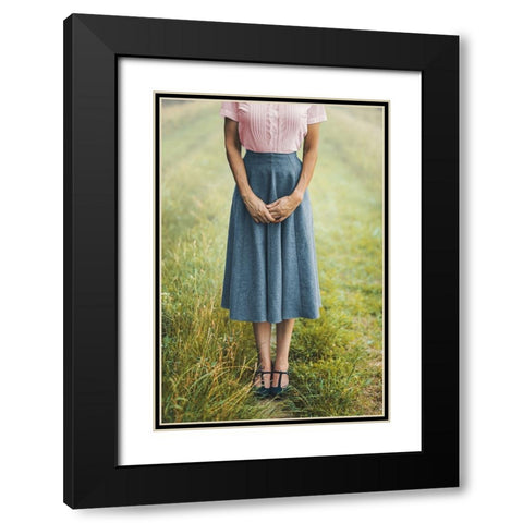 Shyness Black Modern Wood Framed Art Print with Double Matting by Neer, Ildiko