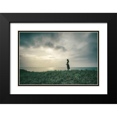 Haruka Black Modern Wood Framed Art Print with Double Matting by Ishijima, Nobu