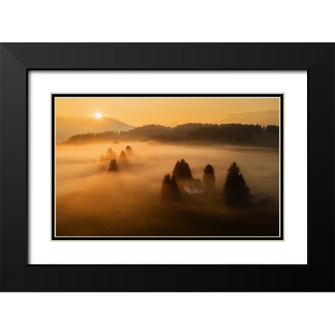 Morning Mist Black Modern Wood Framed Art Print with Double Matting by Krivec, Ales