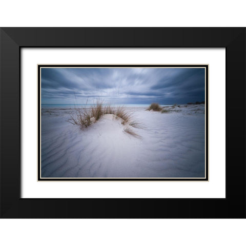 Beach White Black Modern Wood Framed Art Print with Double Matting by Colucci, Antonio