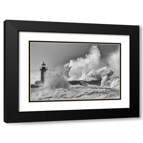 Whirlwind Black Modern Wood Framed Art Print with Double Matting by Leal, Ricardo