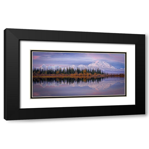 Denali Reflection Black Modern Wood Framed Art Print with Double Matting by Zheng, Michael
