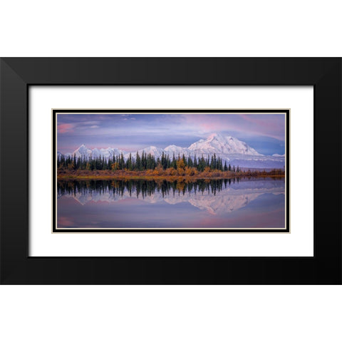 Denali Reflection Black Modern Wood Framed Art Print with Double Matting by Zheng, Michael