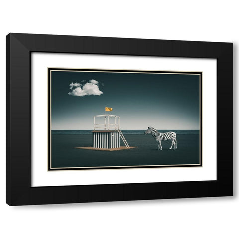 Zebra Style Black Modern Wood Framed Art Print with Double Matting by Hennen, Marcus