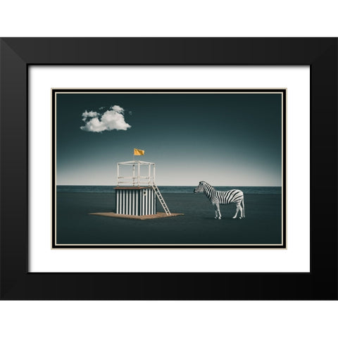Zebra Style Black Modern Wood Framed Art Print with Double Matting by Hennen, Marcus