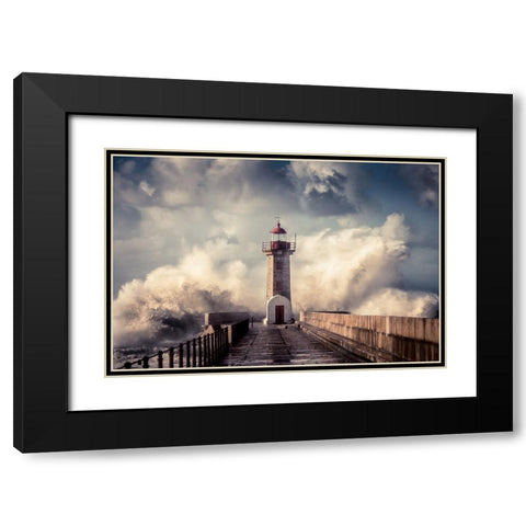 Elements #3 Black Modern Wood Framed Art Print with Double Matting by Faria, Marco