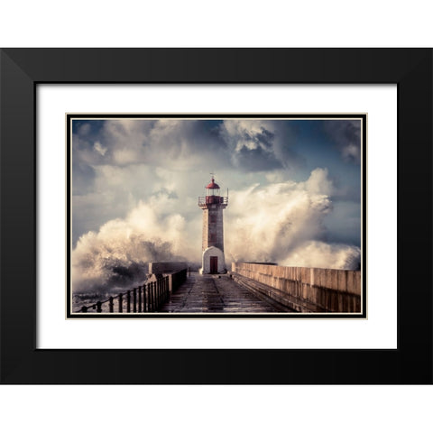 Elements #3 Black Modern Wood Framed Art Print with Double Matting by Faria, Marco