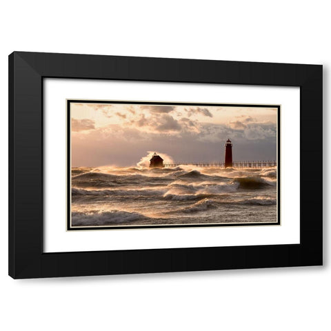 Raging Lake Black Modern Wood Framed Art Print with Double Matting by Li, Alex