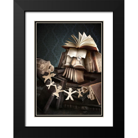 Family Stories Black Modern Wood Framed Art Print with Double Matting by Kiciak, Christophe