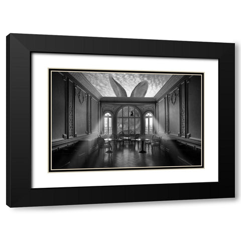 In A Rabbits World Black Modern Wood Framed Art Print with Double Matting by Marcel, Christian