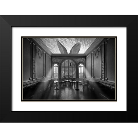 In A Rabbits World Black Modern Wood Framed Art Print with Double Matting by Marcel, Christian