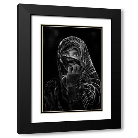 Street Portrait In A Village Close To Delhi Black Modern Wood Framed Art Print with Double Matting by Cavalli, Giovanni
