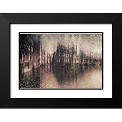 Amsterdam In The Rain Black Modern Wood Framed Art Print with Double Matting by aRRO
