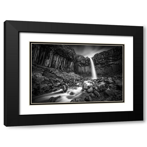The Great Svartifoss Black Modern Wood Framed Art Print with Double Matting by Kahila, Janne