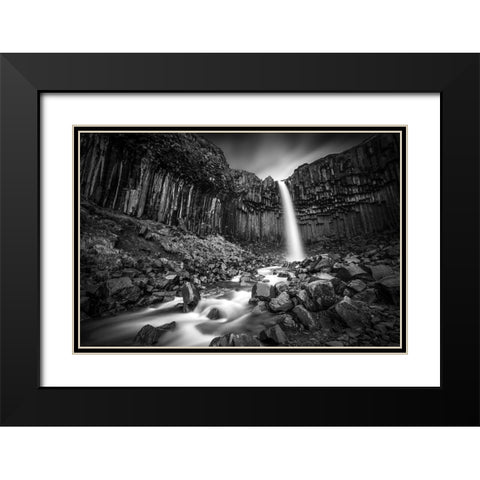The Great Svartifoss Black Modern Wood Framed Art Print with Double Matting by Kahila, Janne