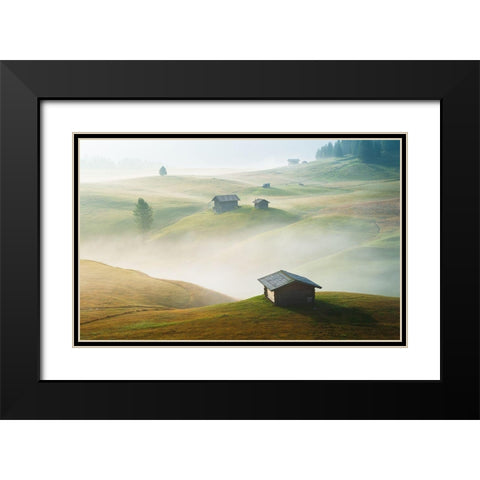 Seiseralm Black Modern Wood Framed Art Print with Double Matting by Muqa, Burim