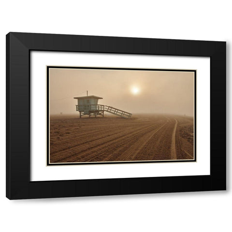 Fog On The Beach - Santa Monica Black Modern Wood Framed Art Print with Double Matting by Froyda, Martin