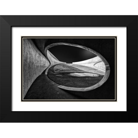 Throught The Hole Black Modern Wood Framed Art Print with Double Matting by Van De, Jeroen