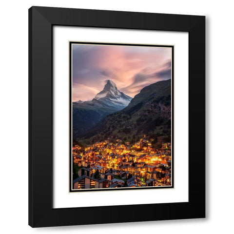 Fairytale Mountain Black Modern Wood Framed Art Print with Double Matting by Perez Aamp, Alvaro