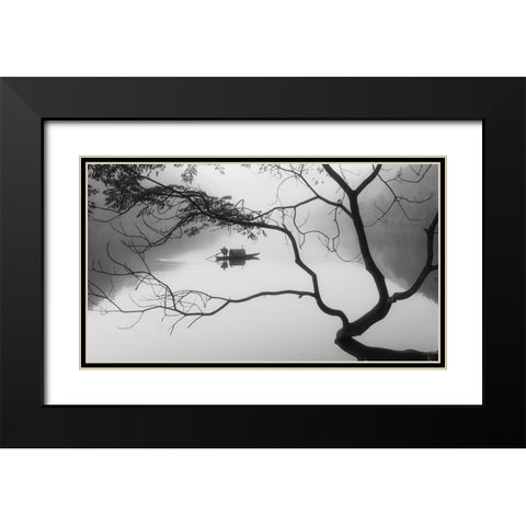 Fog Black Modern Wood Framed Art Print with Double Matting by Z, Bingo