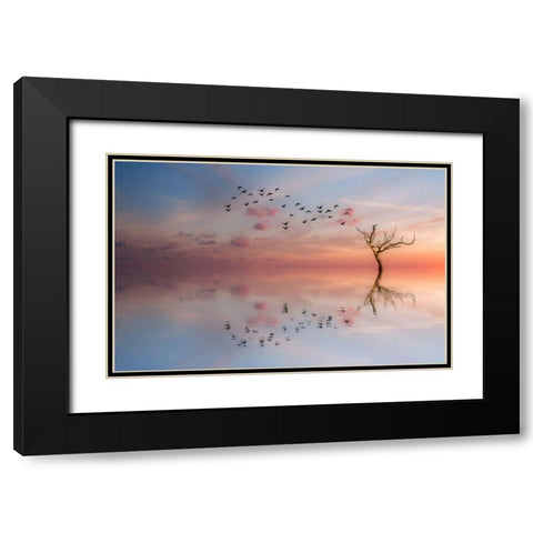 S.T. 006 Black Modern Wood Framed Art Print with Double Matting by Gray, Dorian