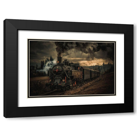 Gold Digger Train Black Modern Wood Framed Art Print with Double Matting by Bichler, Hubert