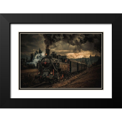 Gold Digger Train Black Modern Wood Framed Art Print with Double Matting by Bichler, Hubert