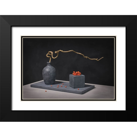 Corylus Avellana Black Modern Wood Framed Art Print with Double Matting by Verot, Christophe