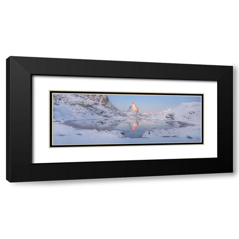 Riffelsee Black Modern Wood Framed Art Print with Double Matting by Shcherbina, Valeriy