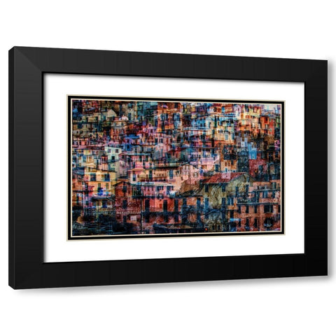 Manarola 1 Black Modern Wood Framed Art Print with Double Matting by Della Latta, Massimo