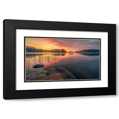 Vacttern Lake ,Before Sunrise -Sweden. Black Modern Wood Framed Art Print with Double Matting by Calpagiu, Anton