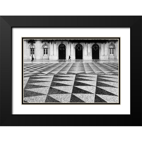Lonely Town Lonely Street Black Modern Wood Framed Art Print with Double Matting by Abrantes, Paulo
