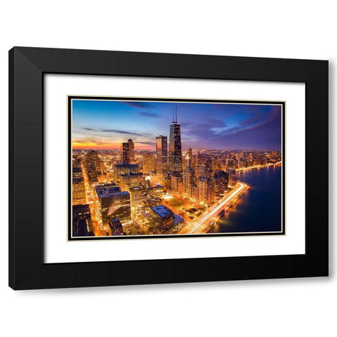 Chicago! Chicago! Black Modern Wood Framed Art Print with Double Matting by Zheng, Michael