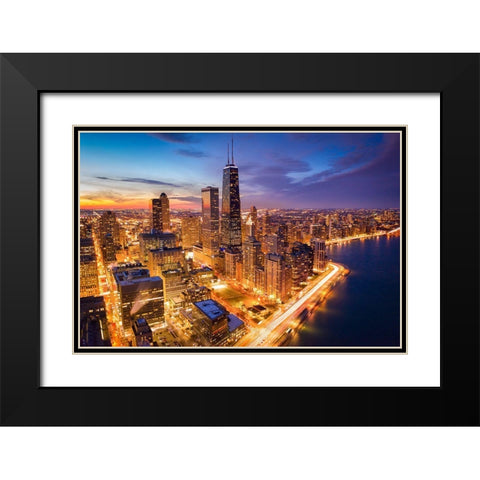 Chicago! Chicago! Black Modern Wood Framed Art Print with Double Matting by Zheng, Michael