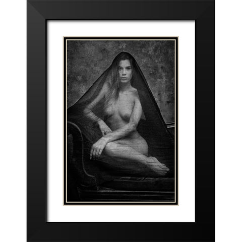 Lorena With Tulle Black Modern Wood Framed Art Print with Double Matting by Gil Raga, Joan