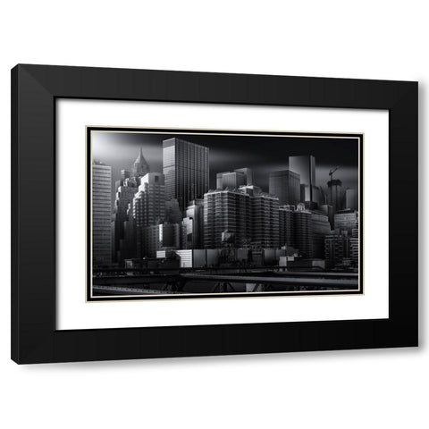 Dark City Black Modern Wood Framed Art Print with Double Matting by Ruiz Dueso, Jorge