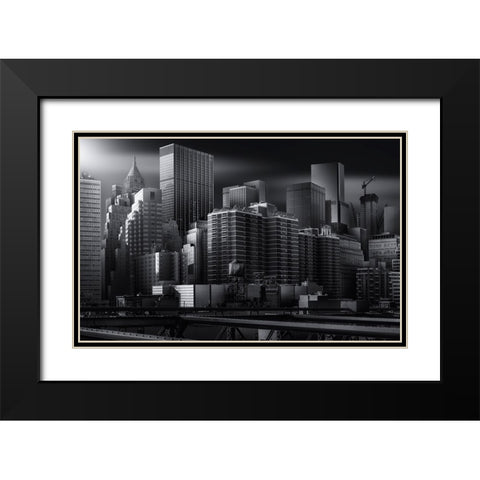 Dark City Black Modern Wood Framed Art Print with Double Matting by Ruiz Dueso, Jorge