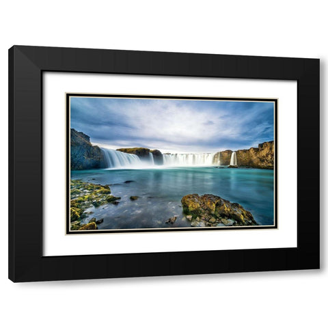 Godafoss Black Modern Wood Framed Art Print with Double Matting by C. Sink, Jeffrey