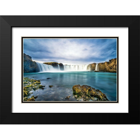 Godafoss Black Modern Wood Framed Art Print with Double Matting by C. Sink, Jeffrey