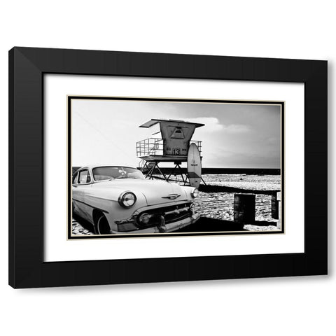 Lifeguard Station 13 Black Modern Wood Framed Art Print with Double Matting by Butterworth, Larry
