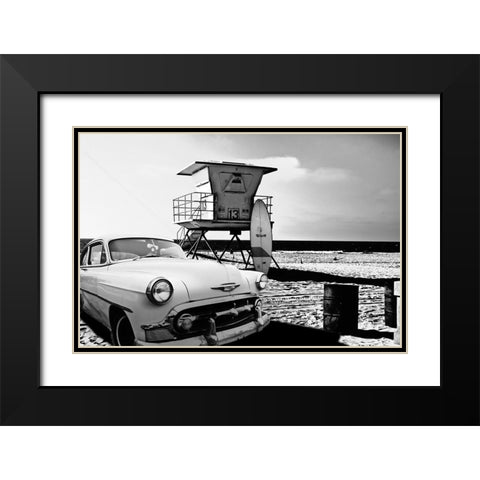 Lifeguard Station 13 Black Modern Wood Framed Art Print with Double Matting by Butterworth, Larry