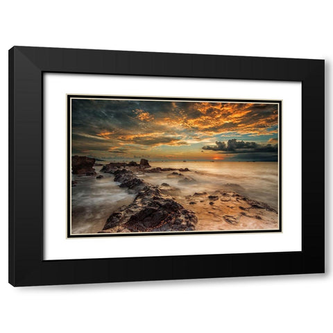 Angry Beach Black Modern Wood Framed Art Print with Double Matting by Song, Gunarto