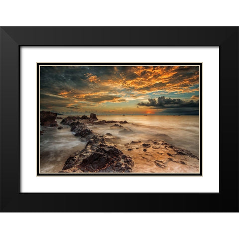 Angry Beach Black Modern Wood Framed Art Print with Double Matting by Song, Gunarto