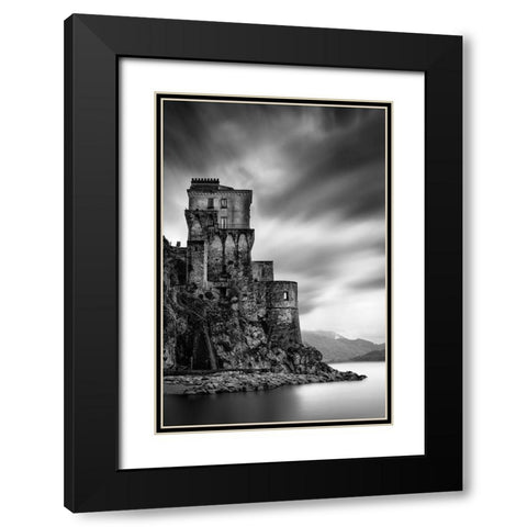 Amalfi Coast Ii Black Modern Wood Framed Art Print with Double Matting by Digalakis, George