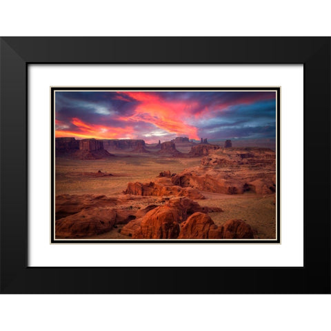 Hunts Mesa Black Modern Wood Framed Art Print with Double Matting by Zheng, Michael