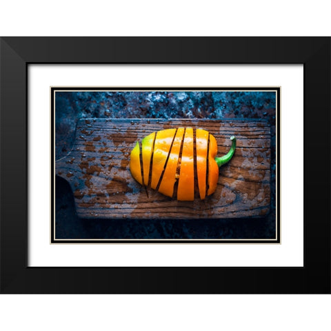 V.E.G.E.T.A.L.I.T.Y AÂ€Â” Sweet Pepper Black Modern Wood Framed Art Print with Double Matting by Karina, Aleksandrova