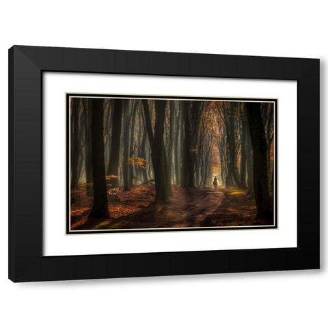 Early Horse Ride Black Modern Wood Framed Art Print with Double Matting by Haaksma, Piet