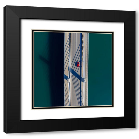 Bridge Black Modern Wood Framed Art Print with Double Matting by Kravanja, Jure
