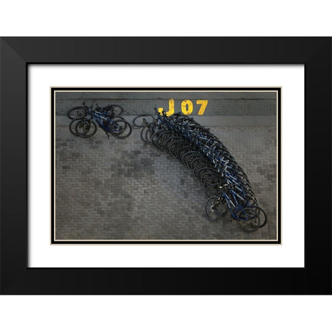 Bicycle Row Black Modern Wood Framed Art Print with Double Matting by Hawerkamp, Hans-Wolfgang