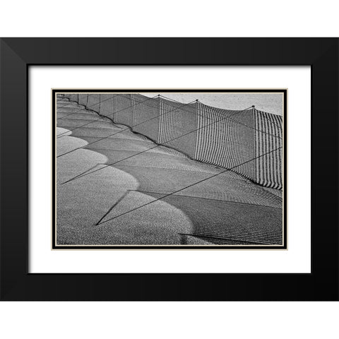Sand Drift Barrier /3 Black Modern Wood Framed Art Print with Double Matting by Ebert, Steffen